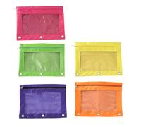 Zerodeko 5 Pièces Trousse à Crayons à 3 Anneaux, Grosse Capacité, Trois | Oxford et Toile, Fenêtre Transparente , Deux Compartiments Zippés, pour École et Examen