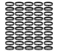 Zerodeko 50 Pièces Bracelets en Silicone Noirs pour Remise de Diplômes 2026, Extensibles et Résistants, Accessoires pour Fête de Fin D'études Collégiens