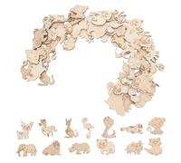 Zerodeko 50 Pièces Tranches de Bois Animaux Décorations Soi-même en Bois Non Finition pour Projets DIY et Artisanat, Taille 30-50 Mm, pour Bureau ou Loisirs Créatifs