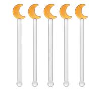 Zerodeko 5pcs Bâtonnets Mélangeurs en Verre Transparent, Sûrs et Portables pour Cocktails et Boissons, pour Usage Domestique Réutilisable