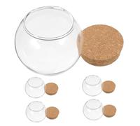 Zerodeko 5pièces Cloche Verre pour Fleurs Immortelles avec Bouchon Liège Verre Transparent Couvercle Décoratif pour Micro-Paysage