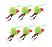Zerodeko 6 Pièces de Noël Furry avec Chapeau de Père Noël et Écharpe Rayée Décorations Suspendues Peluche Longue pour Sapin et