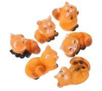 Zerodeko 6 Pièces gâteau de Panda Figurine de Panda Roux Miniature Roux Ornement Rouge Voiture Accessoires Jouet Pot Fleur Petits Animaux poupée résine