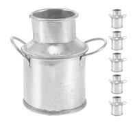 Zerodeko 6 Pièces Mini Vase Galvanisé Rustique Chic Petit Seau en Métal Maison De Poupée Vase À Plantes Pot De Lait Récipient De Bonbons pour Les Décorations De Paysage De Micro Jardin