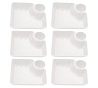 Zerodeko 6 pièces Plateau de Service à Compartiments Assiettes à Plastique avec Compartiment pour Sauce Assiettes à Sushi et Apéritifs Blanc pour Snacks Tacos Fruits Charcuterie