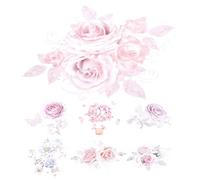 Zerodeko 7 Pièces Autocollants Thermocollants Fleurs en Pet pour Vêtements, Transferts Thermiques Résistants à L'eau, Décorations DIY pour T-shirts, Vestes et Paquet, Adaptés Fer