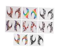 Zerodeko 8 paires Autocollants Maquillage Temporaire Yeux Tatouage Éphémère Eyeliner et Fard à Paupières Décor Visage Résistant Sueur pour Fête Halloween Garçon Fille et Adultes