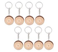 Zerodeko 8 Pièces Porte-clés en Bois Soi-même Pendentifs Décoratifs Beige, Finition Soignée et Facile à Écrire, pour Décoration de Clés Paquet