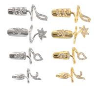Zerodeko 8pièces Faux Ongles Bagues pour Ongles Décoratives Accessoires Nail Art Bijoux Alliage Ajustement Confortable pour Femmes Voyages Soirées