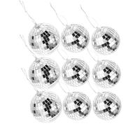 Zerodeko 9 Pièces Boule Disco Boules Disco Miroir lumières Disco pour Les fêtes loqueteau à Bille Ballon Disco Boule à facettes de noël Boule de décoration Suspendue Plastique Silver