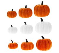 Zerodeko 9 pièces Décorations Citrouilles Simulées Doux Modèles de Citrouilles Blanches Oranges et pour Décor Automne et Chambre