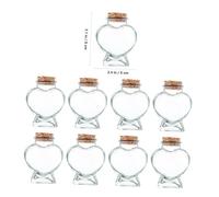 Zerodeko 9 pièces Lot de Bouteilles Verre Transparent Forme de Cœur avec Bouchons Flacons Décoratifs pour Souhaits Stockage de Petits Objets Bonbons et Messages Accessoires pour Événements