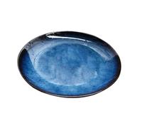 Zerodeko Assiette de Service en Céramique Bleue pour Steak et Spaghetti | Classique, Réutilisable et Facile à Nettoyer, Format Pratique pour Buffet Traiteur et Table Quotidienne