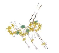 Zerodeko Baguette Cheveux Vintage Fleur avec Pompon pour Femmes Accessoires Coiffure Relevée Élégants et Pratiques Épingle Chinoise pour Chignons Raffinés Cadeau pour Mariage et Occasions