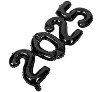 Zerodeko Ballons en Aluminium 2025 Noirs Ensemble Décoratif pour Fête Nouvel An et Remise de Diplômes Accessoires de Décoration Festive pour Murs Portes Fenêtres Pack Complet