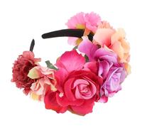Zerodeko Bandeau Cheveux Style Hawaïen à Fleurs Artificielles, Large Serrage-tête Décoratif Roses Violet, Rouge et Rose, Accessoire Floral pour Fête, Mariage et Plage, Couvre-chefs