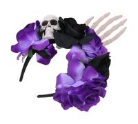 Zerodeko Bandeau D'halloween Tête de Mort Noir en Tissu Léger, Accessoire Cheveux Festif et Facile à Porter pour Costume et Spectacle Scène