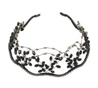 Zerodeko Bandeau Mariage en Cristal Noir Orné de Strass et Perles, Accessoire Cheveux Élégant pour Cérémonie, Serrage-tête Chic pour Mariée et Fête, Couvre-chefs Délicat et Raffiné