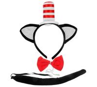 Zerodeko Bandeau Oreilles de Chat Noir en Tissu Décoratif et Sûr Queue et Nœud Papillon pour Cosplay, Anniversaire ou Performance sur Scène, Accessoire Chic et Créatif