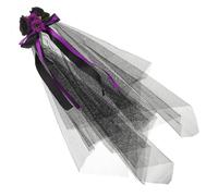 Zerodeko Bandeau Voile Halloween Noir Nœud Papillon Élégant, Accessoire Léger en Maille et Polyester pour Fêtes à Thème et Cosplay Féminin