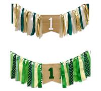 Zerodeko Bannière de Chaise de Salle à Manger Vintage Verte pour Bébé, Décoration de Fête Charmante en Tissu, Accessoire Photo pour Shower et Anniversaire
