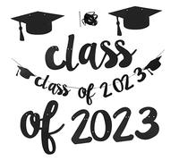 Zerodeko Bannière Décorative Remise Diplôme Class Of Guirlande Suspendue Noire avec Motifs Chapeau de Diplômé Décoration Murale pour Fête et Photo Souvenir