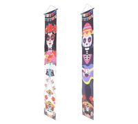 Zerodeko Bannière Halloween pour Porte D'entrée 1 Paire Décorations D'halloween Extérieures et Intérieures Rideau de Porte du Jour des Morts Motifs Squelette et Citrouille pour Fête Maison