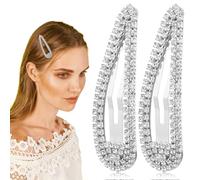 Zerodeko Barrettes à Pression en Strass Argentées 2pcs en Alliage pour Cheveux Épais ou Fins, Adaptées aux Cheveux Raides ou Bouclés, pour Fêtes et Engagements