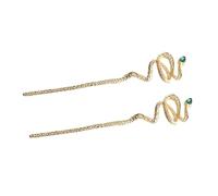Zerodeko Bâtonnets à Cheveux Chinois Serpent en Alliage de Zinc Or Strass, 2pcs, Accessoires Pratiques pour Coiffure Élégante Lors de Fêtes à Thème