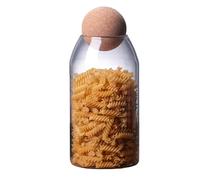Zerodeko Bocal En Verre Avec Dessus En Liège Carafe Avec Boule En Bois Bocaux À Bonbons Transparents Récipients Ronds En Liège Pour Aliments Récipient Transparent Avec Couvercle Récipients