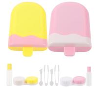 Zerodeko Boîte à Lentilles de Contact Portable Forme Glace Étuit à Lentilles de Contact en Plastique et Verre 2 Ensembles Léger Couleur pour Paquet à Main et Paquet à Dos Couleur