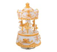 Zerodeko Boîte à Musique Carrousel en Résine 3 Chevaux, Mouvement Hypnotisant et Mécanisme Robuste, Décoration de Bureau Élégante pour Noël ou Présent Déco Maison