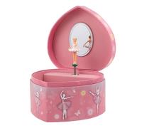 Zerodeko Boîte à musique de ballet pour filles : boîte à bijoux musicale en forme de cœur avec figurine de danseuse pour décoration de fête de Noël