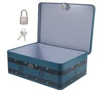 Zerodeko Boîte De Rangement En Fer Blanc Vintage Avec Serrure Caisse MéTallique Polyvalente 24.5X18X8.5Cm Pour Bijoux Monnaie Et Documents DéCoration Chambre