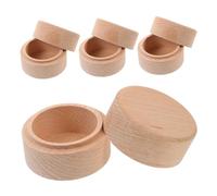 Zerodeko Boîte Ronde en Bois de Hêtre 4pcs pour Bagues et Souvenirs, Usage Polyvalent, Protège Poussière L'humidité, pour Mariages et Présents Élégants