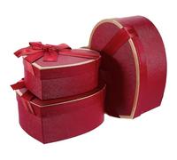 Zerodeko Boîtes pour Présents Forme de Cœur en Carton Rouge 3pcs pour Emballage de Bijoux et Friandises, pour Boutique de Desserts ou Nuptiale