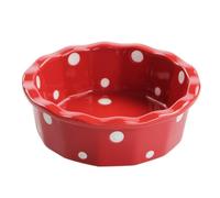 Zerodeko Bol à Pudding Céramique Rouge 350ml Points pour Cuisson Four, Accessoire la Cuisine Maison et École, Bol à Dessert Pratique et Élégant