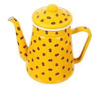 Zerodeko Bouilloire à Thé En Émail 1,5 l Jaune Avec Bec Fin Et Poignée Ergonomique, Bouilloire Domestique Polyvalente Cuisine Et Camping, Design Rétro Pratique Et Facile à Nettoyer