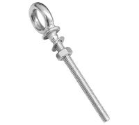 Zerodeko Boulon à Œil Fileté en Acier Inoxydable Argenté, Piton à Vis, Long, Écrou et Rondelle, pour Anneau de Levage et Charges Lourdes
