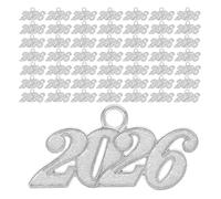 Zerodeko Breloques Pompon 2026 Argentées Lot de 100 Pièces pour Décoration de Chapeaux de Remise de Diplômes Accessoires DIY Bracelets et Porte-Clés Souvenirs Fête Graduation