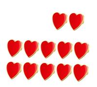 Zerodeko Broche Cœur Rouge Lot de 12 Broches Cœur Rouge en Métal - Broches Décoratives en Gros pour Vêtements, Sacs, Chapeaux, Saint-valentin, Mariages Et Cadeaux D'invités