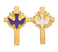 Zerodeko Broches en croix et colombes de paix pour femmes - 2 pièces, épingle religieuse pour première communion, décorations de baptême, alliage de zinc vintage, couleurs assorties