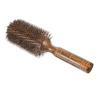 Zerodeko Brosse Coiffante Ronde pour Cheveux Bouclés en Bois Naturel Poils de Sanglier, 1 Pièce, Brosse Ergonomique Adaptée au Brushing à Domicile