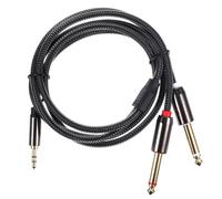 Zerodeko Câble Audio Répartiteur 3,5mm vers Double 6,35mm 1 M | Cuivre, Alliage de Zinc et Nylon Tressé, Connecteur Plaqué Or, pour Mixeur et Scène