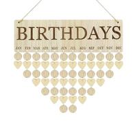 Zerodeko Calendrier Mural en Bois Style Nordique Beige, Calendrier de Rappel Facile à Assembler pour Anniversaires Familiaux, Décoration Suspendue pour Mariage et Saint-valentin