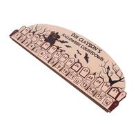 Zerodeko Calendrier Saisonnière de Sorcière Beige L'avent en Halloween Bois Créative Compte à Rebours Festif et Décoration Bureau