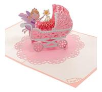 Zerodeko Carte D'anniversaire Couleur Aléatoire pour Fête Shower ou Anniversaire 3d Design Poussette en Papier Cartonné Carte -up Délicate et Petite Bébé