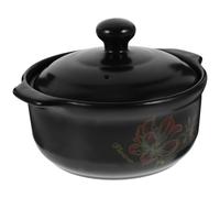 Zerodeko Casserole en Céramique Noire 1600ml Couvercle Cuisine, Résistance Haute Température, Surface Lisse, pour Mijoter Soupes et Plats Maison