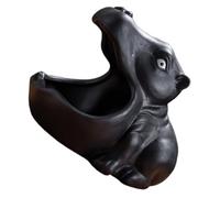 Zerodeko Cendrier Décoratif Hippopotame en Céramique Noire pour Bureau | Forme Animale Créative, Fond Stable, Usage Maison et Bureau, pour Poser Cigarettes Style Discret