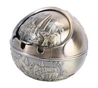 Zerodeko Cendrier Élégant en Alliage de Zinc Couvercle Forme Élément Animalier Créatif Cendrier Coupe-Vent pour Maison, Bureau et Jardin Anti-Odeur et Grosse Capacité